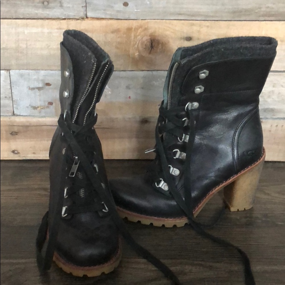 Ugg Heeled Zipper and Lace Up Boot